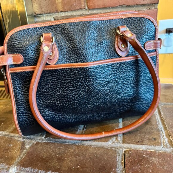 Vintage Brown and Black Leather Handbag Purse - Picture 7 of 11